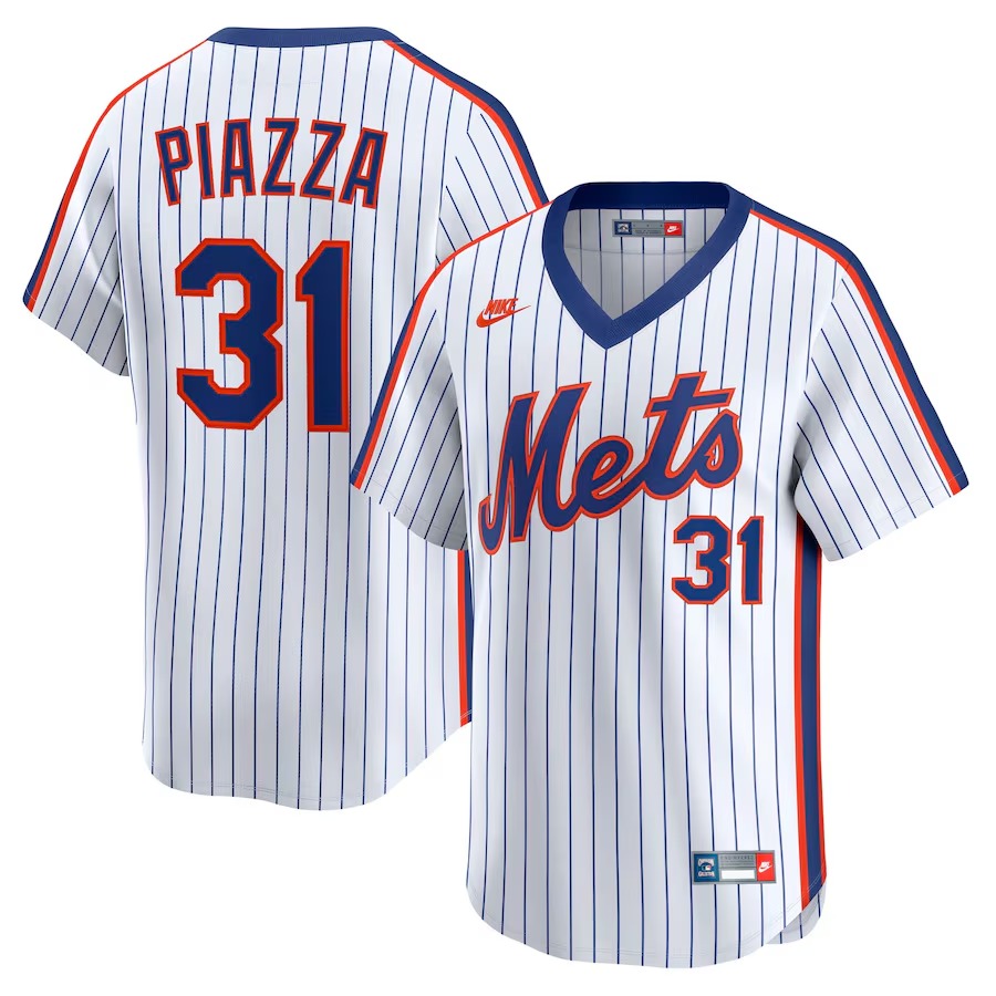 Men's New York Mets Mike Piazza Nike White Throwback Cooperstown Collection Limited Jersey