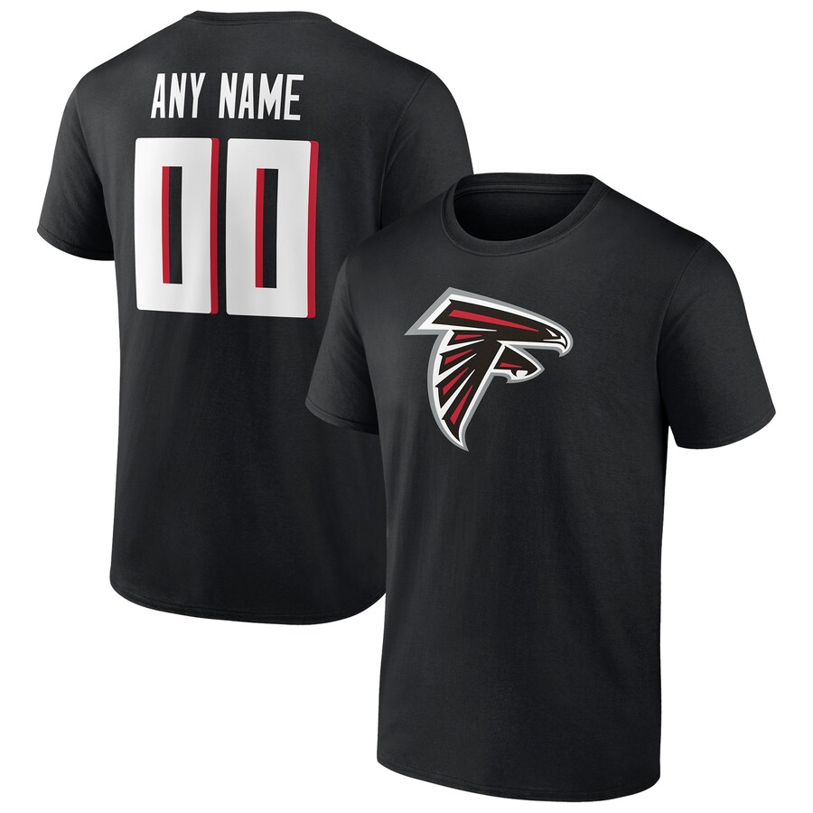 Men's Atlanta Falcons Black Team Authentic Personalized Name & Number T-Shirt