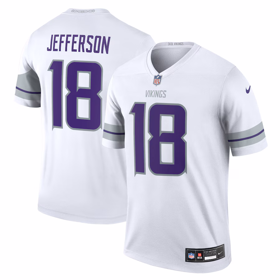 Men's Minnesota Vikings Justin Jefferson Nike White Legend Player Performance Top