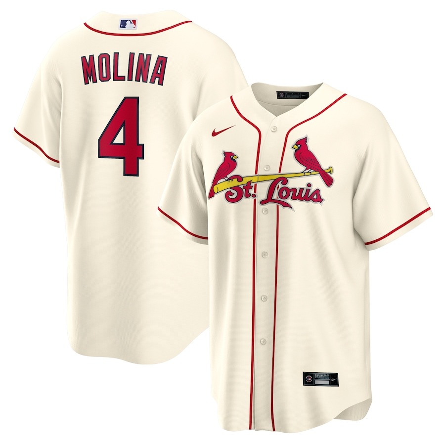 Men's St. Louis Cardinals Yadier Molina Nike Cream Alternate Replica Player Name Jersey