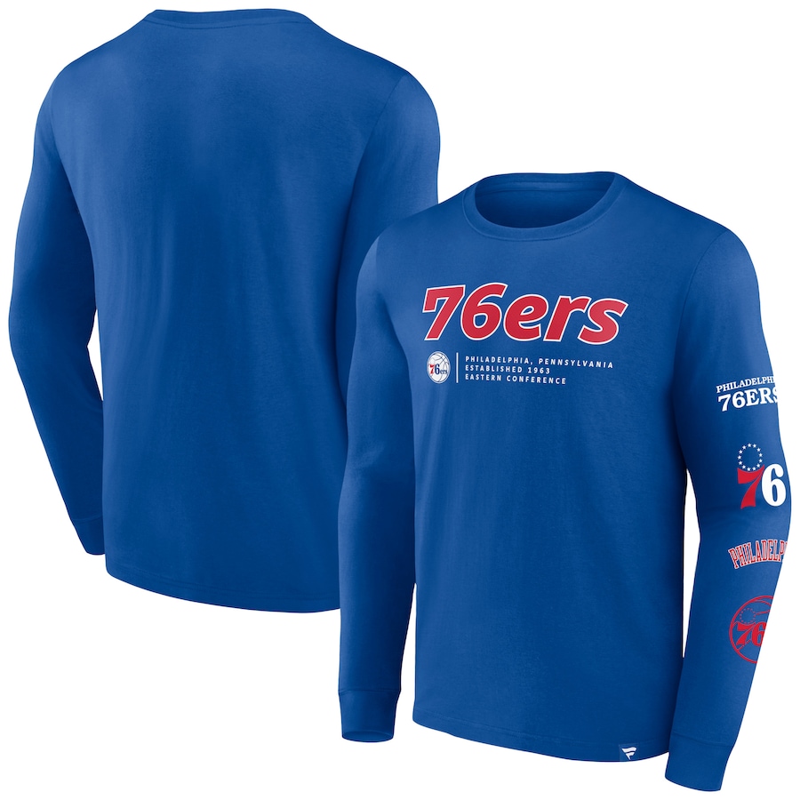 Men's Philadelphia 76ers Fanatics Royal Baseline Long Sleeve T-Shirt