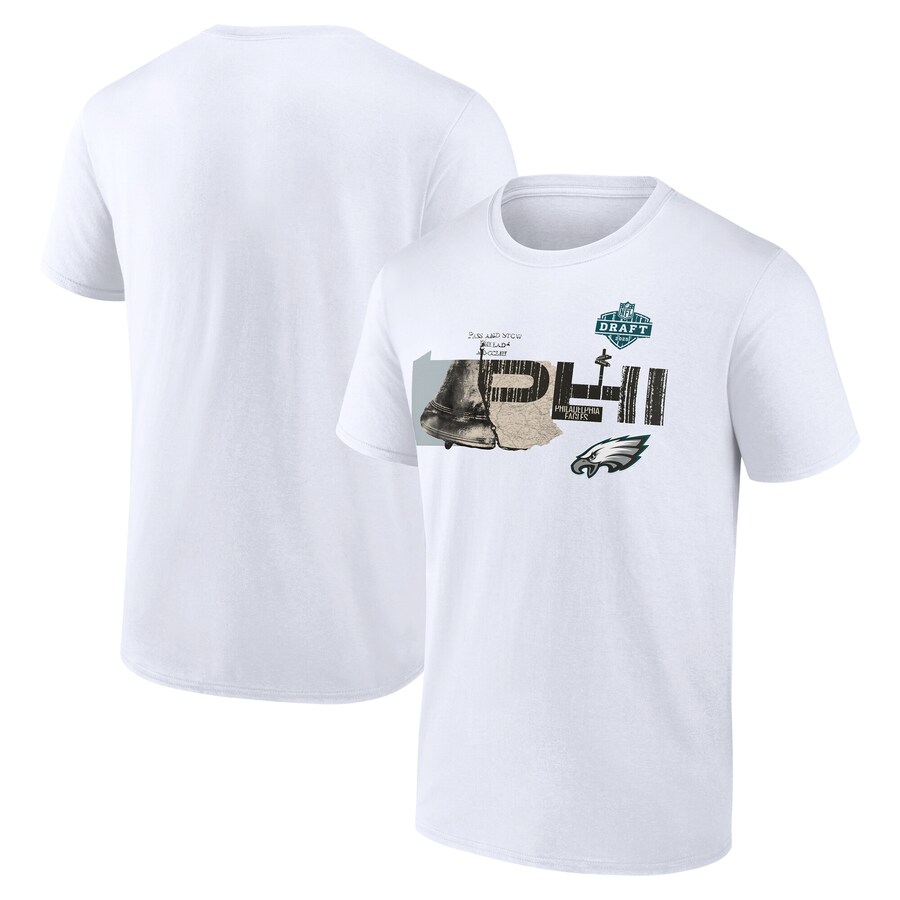 Men's Philadelphia Eagles White 2025 NFL Draft T-Shirt
