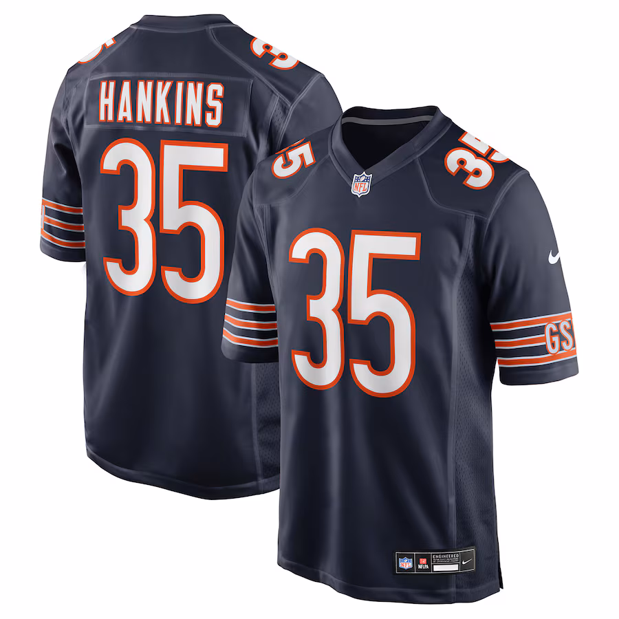 Men's Chicago Bears Deion Hankins Nike Navy Team Game Jersey