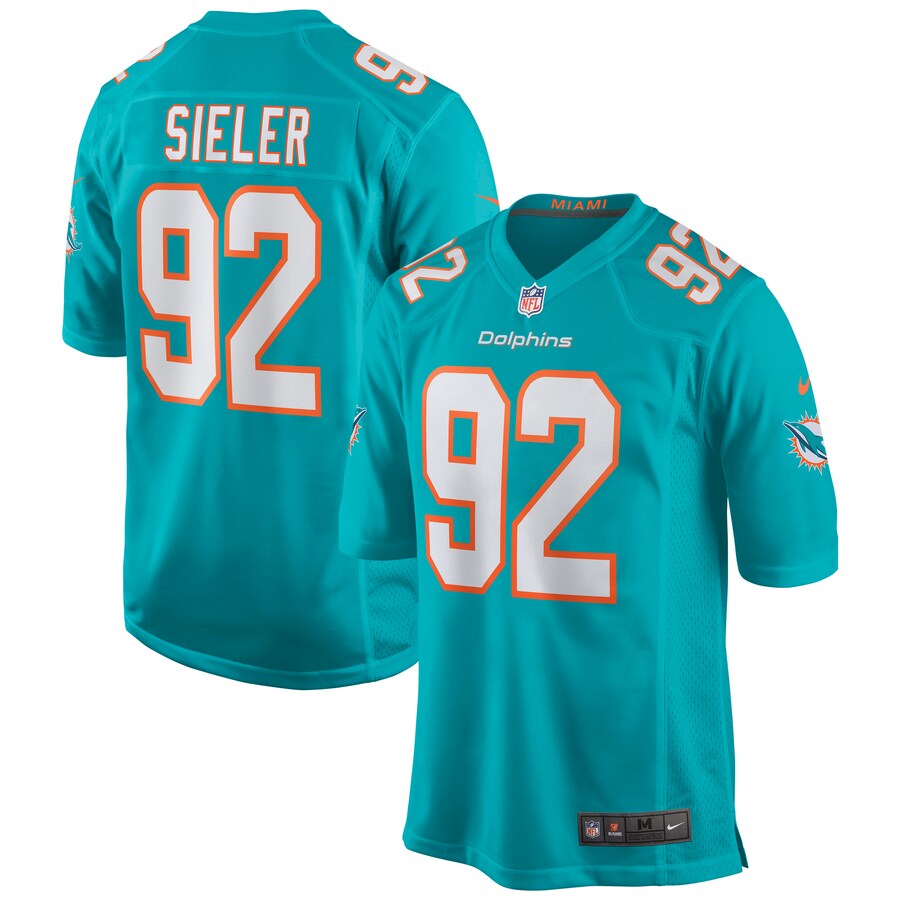 Men's Miami Dolphins Zach Sieler Nike Aqua Game Jersey