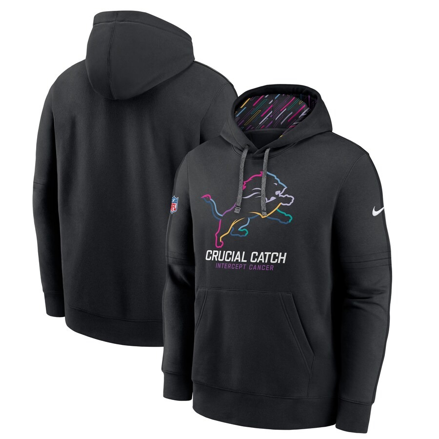 Men's Detroit Lions Nike Black 2024 NFL Crucial Catch Big & Tall Club Pullover Hoodie