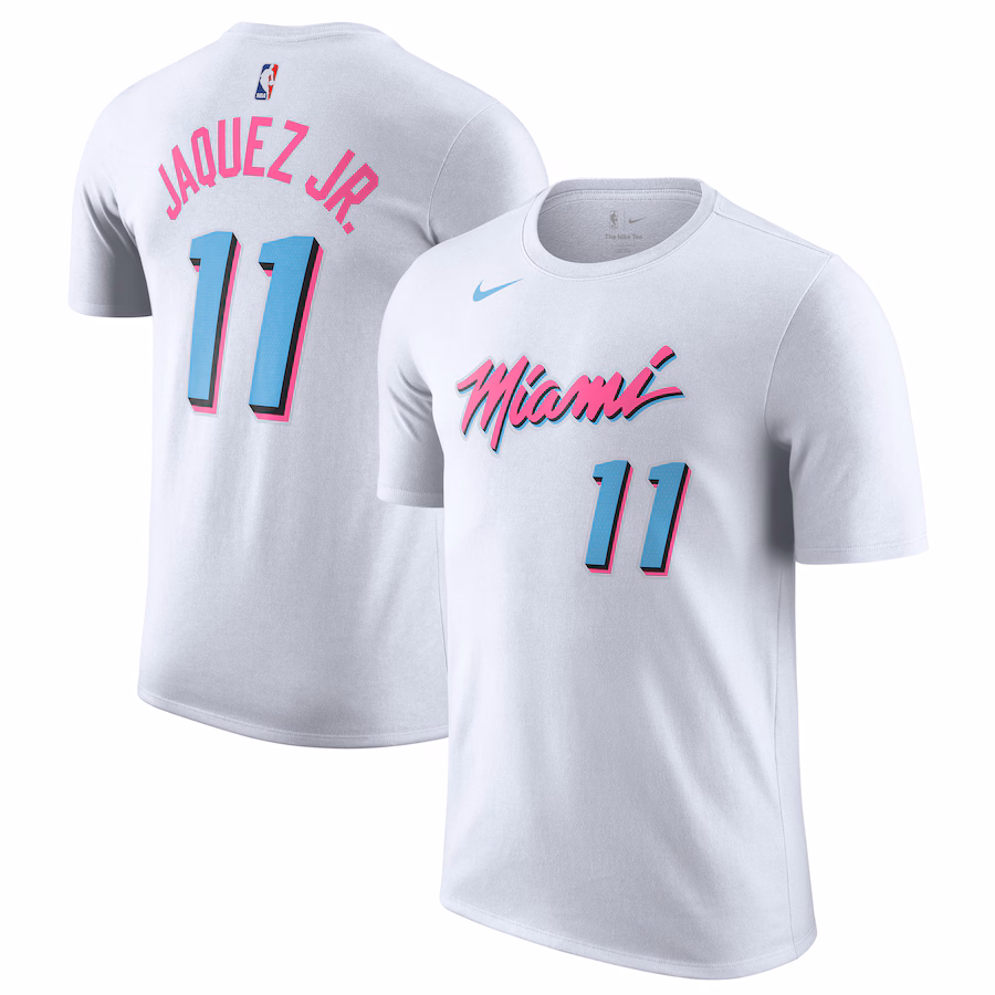 Men's Miami Heat Jaime Jaquez Jr. Nike White 2024/25 City Edition Name & Number T-Shirt