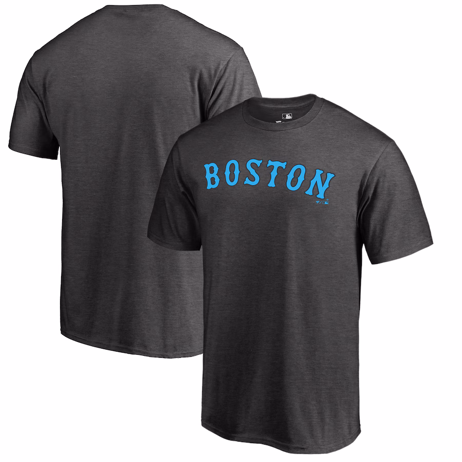 Men's Boston Red Sox Heathered Charcoal Blue Wordmark T-Shirt