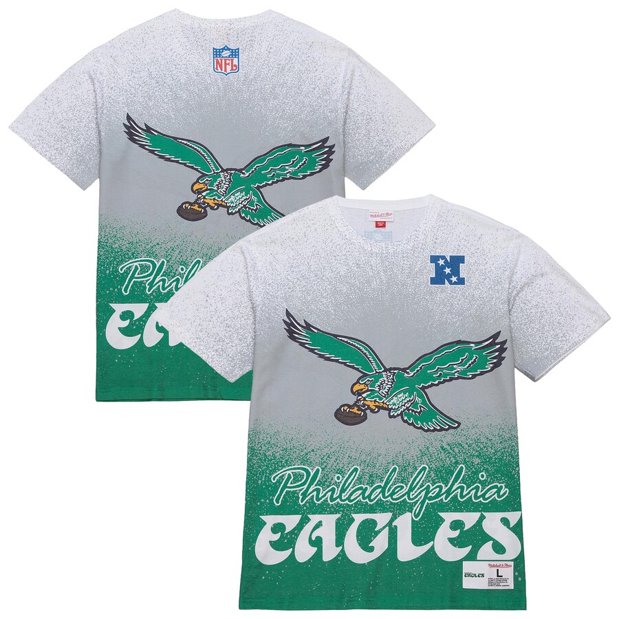Men's Philadelphia Eagles  Mitchell & Ness White Team Burst Vintage Logo T-Shirt
