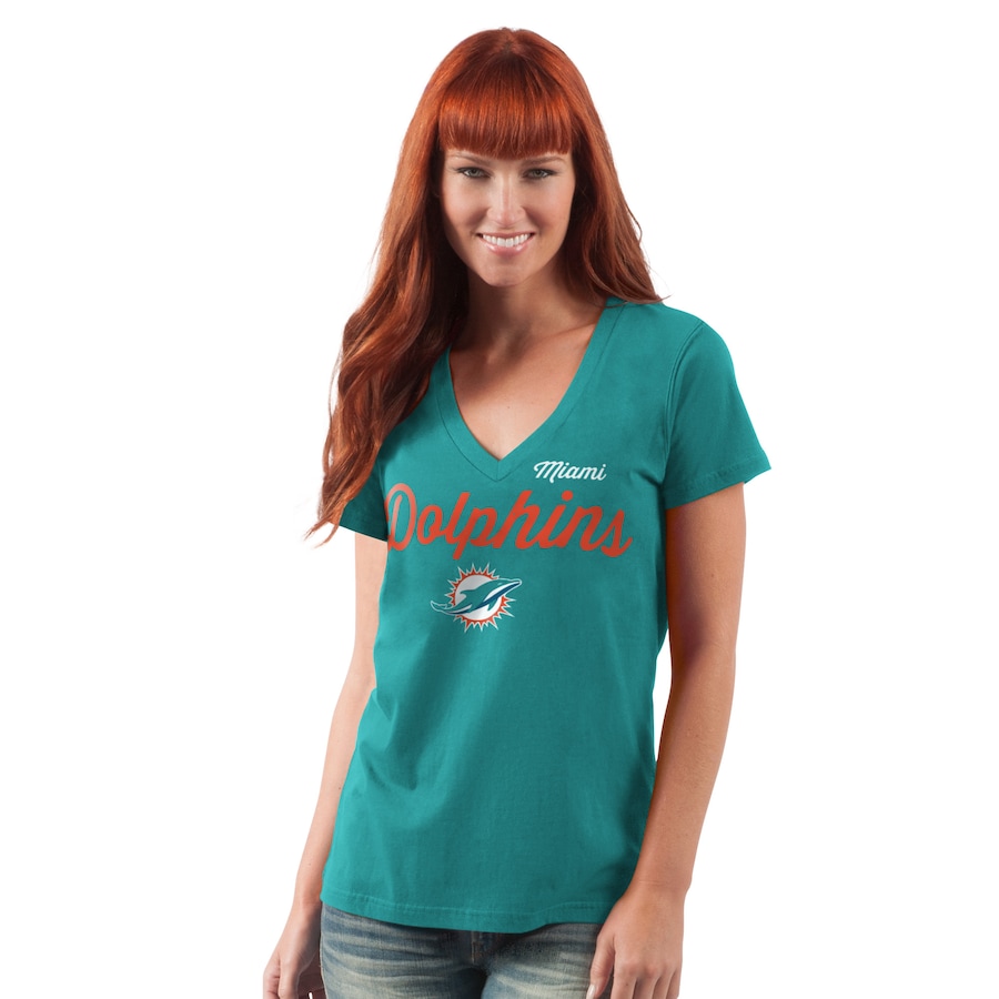 Women's Miami Dolphins G-III 4Her by Carl Banks Aqua Post Season V-Neck T-Shirt