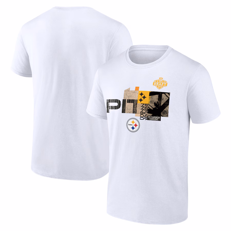 Men's Pittsburgh Steelers White 2025 NFL Draft T-Shirt