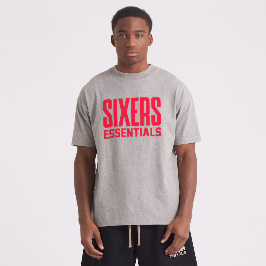 Unisex Philadelphia 76ers Fear of God Gray NBA x ESSENTIALS T-Shirt