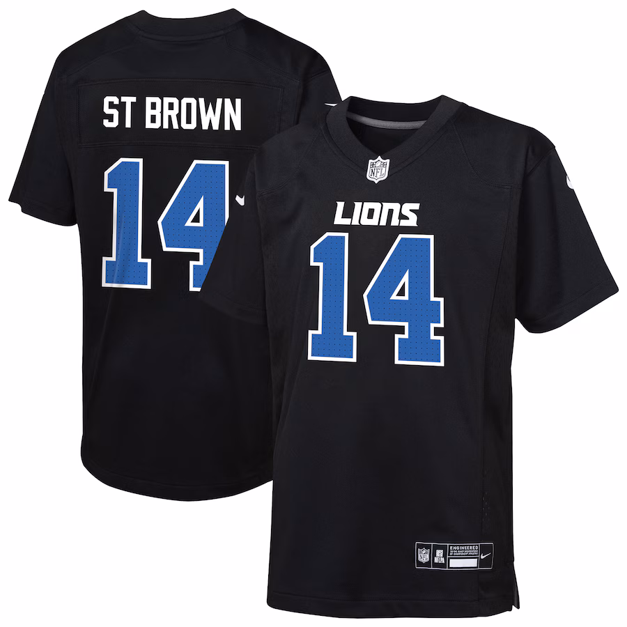 Youth Detroit Lions Amon-Ra St. Brown Nike Carbon Black Fashion Game Jersey