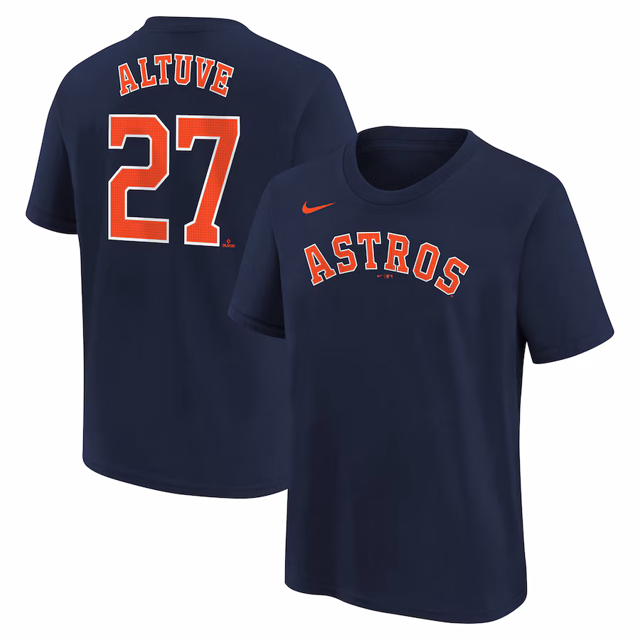 Youth Houston Astros Jose Altuve Nike Navy Home Player Name & Number T-Shirt