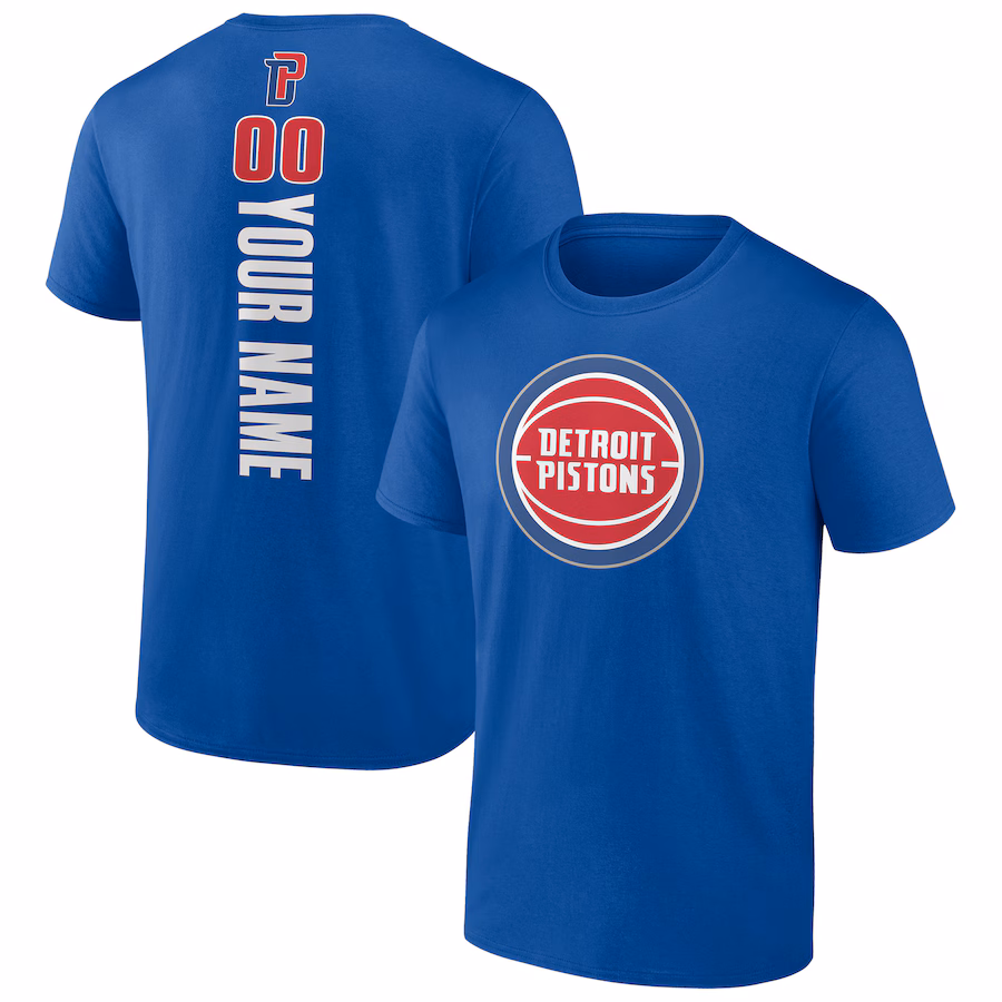 Men's Detroit Pistons Blue Personalized Playmaker Team T-Shirt