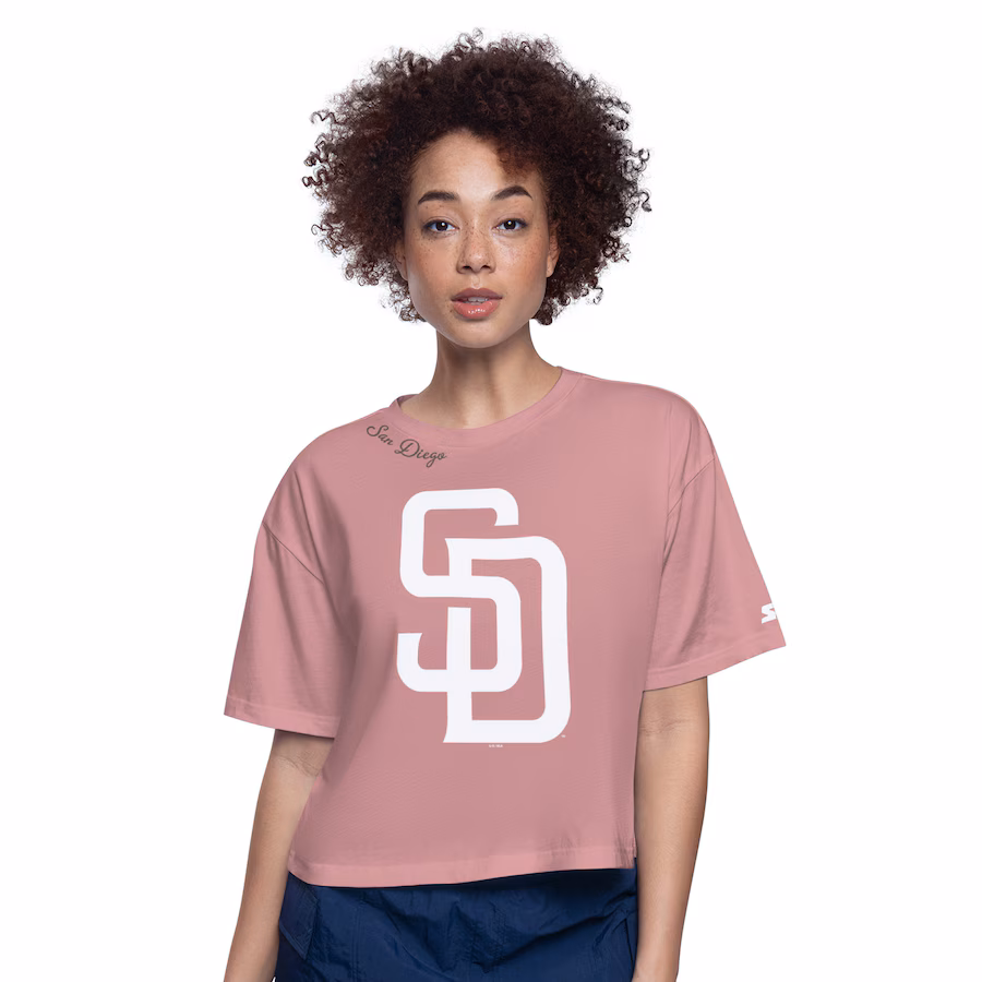 Women's San Diego Padres Starter Pink Play the Ball Boxy Cropped T-Shirt