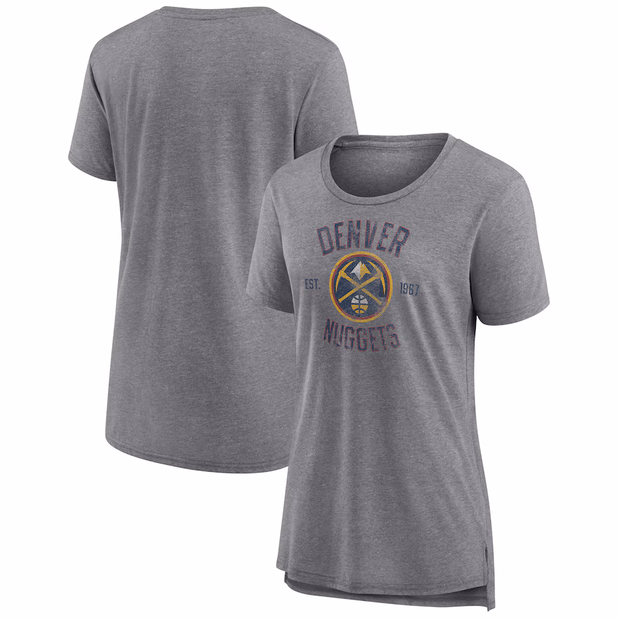 Women's Denver Nuggets Heather Gray Heritage Tri-Blend T-Shirt