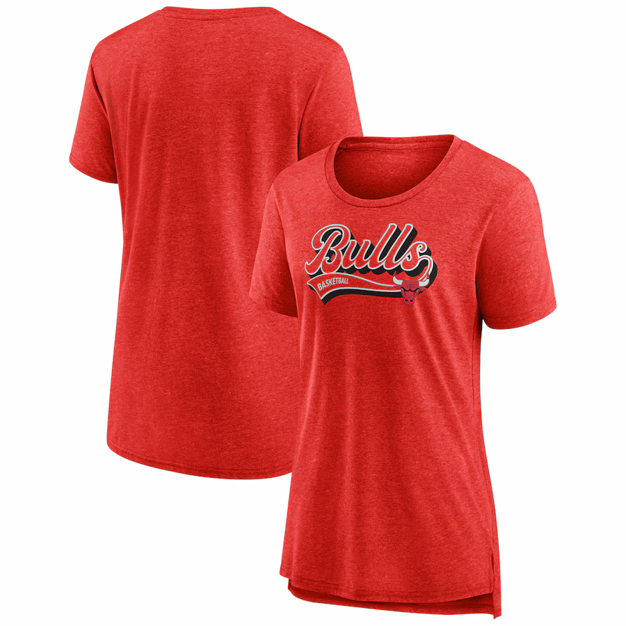 Women's Chicago Bulls Fanatics Heather Red League Leader Tri-Blend T-Shirt