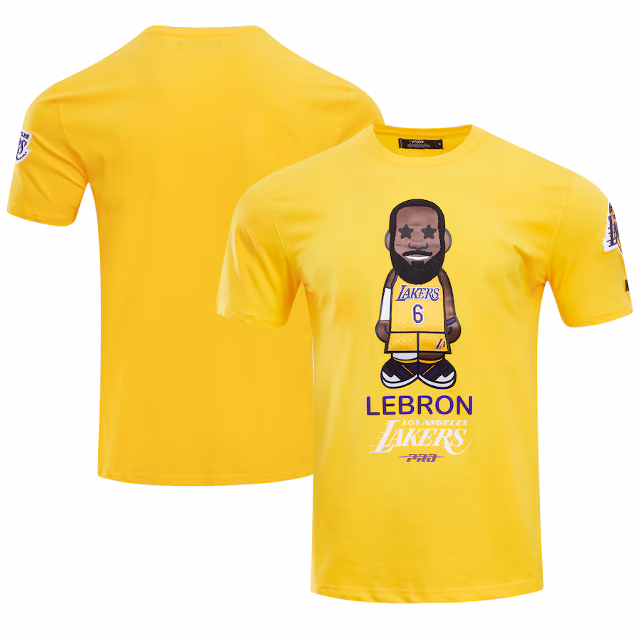 Men's Los Angeles Lakers LeBron James Pro Standard Gold #6 Caricature T-Shirt