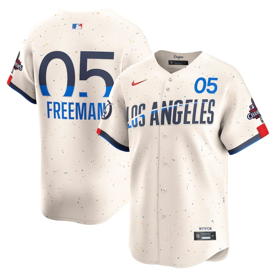 Men's Los Angeles Dodgers Freddie Freeman Nike Cream 2024 World Series Champions City Connect Limited Player Jersey