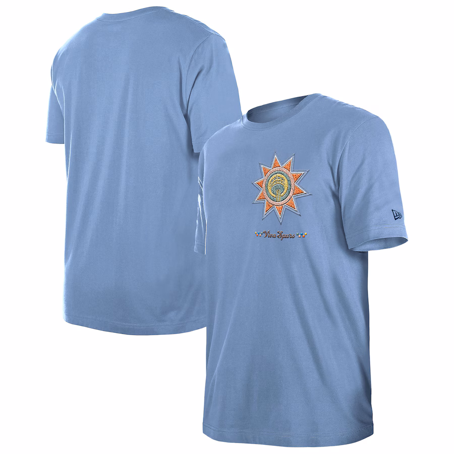 Men's San Antonio Spurs  New Era Light Blue 2024/25 City Edition Chenille Heavyweight T-Shirt