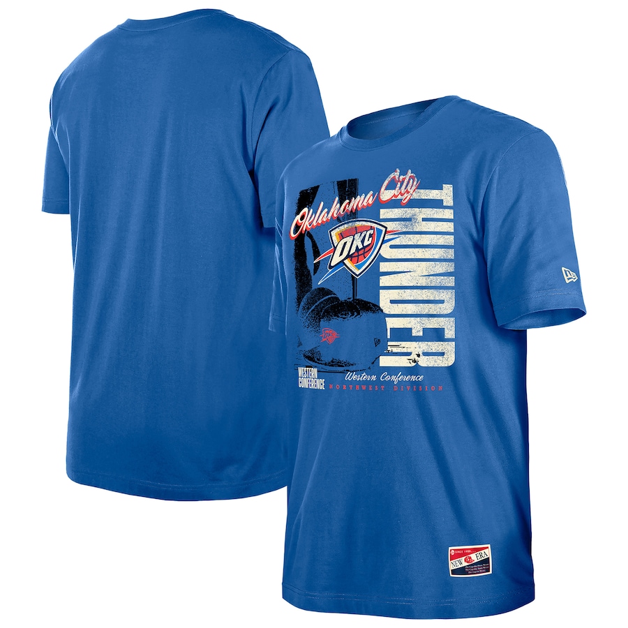 Men's Oklahoma City Thunder  New Era Blue Distressed Throwback Vintage Color Pack T-Shirt