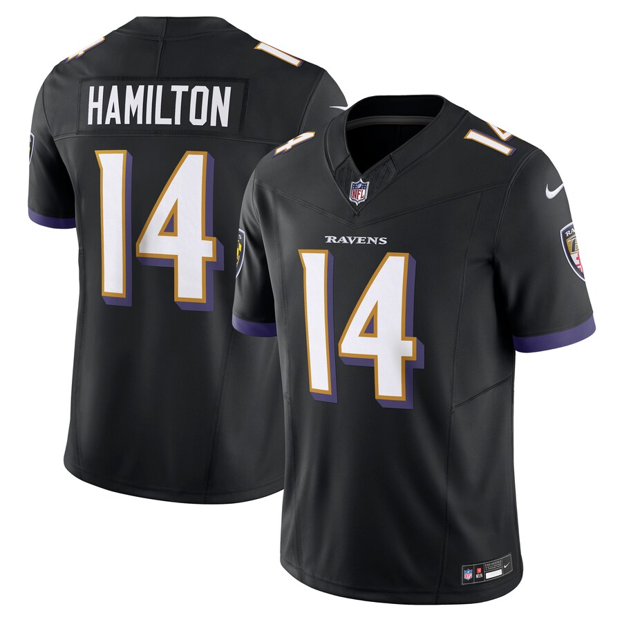 Men's Baltimore Ravens Kyle Hamilton Nike Black Alternate Vapor F.U.S.E. Limited Jersey