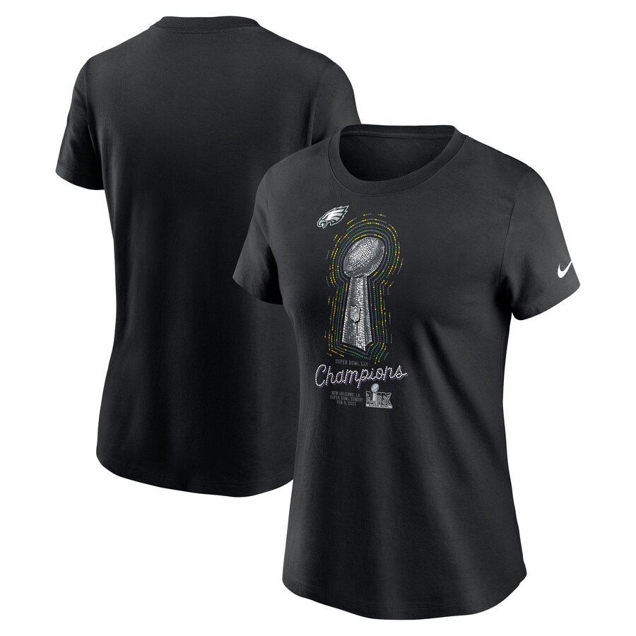 Women's Philadelphia Eagles  Nike Black Super Bowl LIX Champions Lombardi Trophy T-Shirt