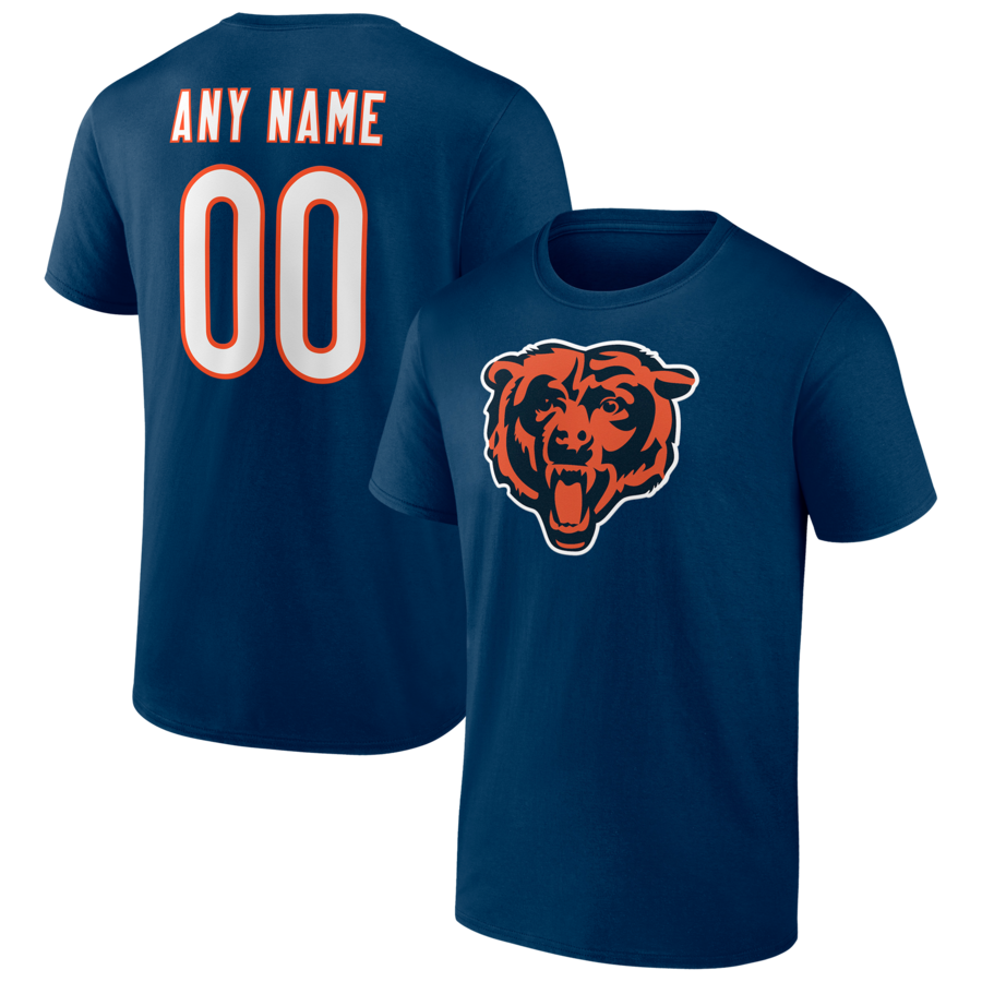 Men's Chicago Bears Navy Team Authentic Personalized Name & Number T-Shirt