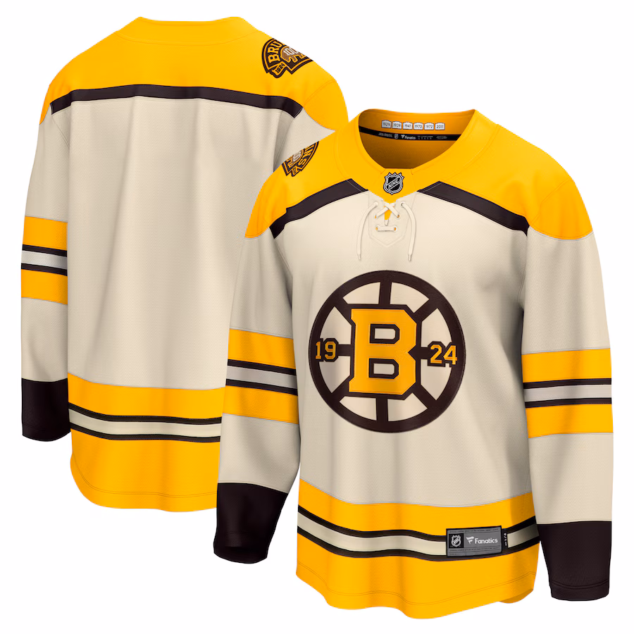 Men's Boston Bruins Fanatics Cream 100th Anniversary Premier Breakaway Jersey