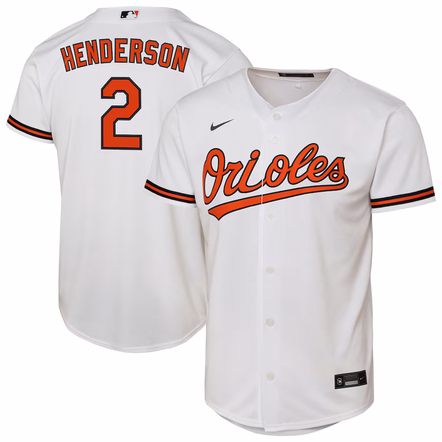Youth Baltimore Orioles Gunnar Henderson Nike White Home Replica Player Jersey