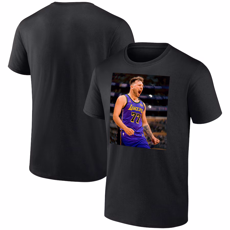 Men's Los Angeles Lakers Luka Dončić Black Game Frames T-Shirt