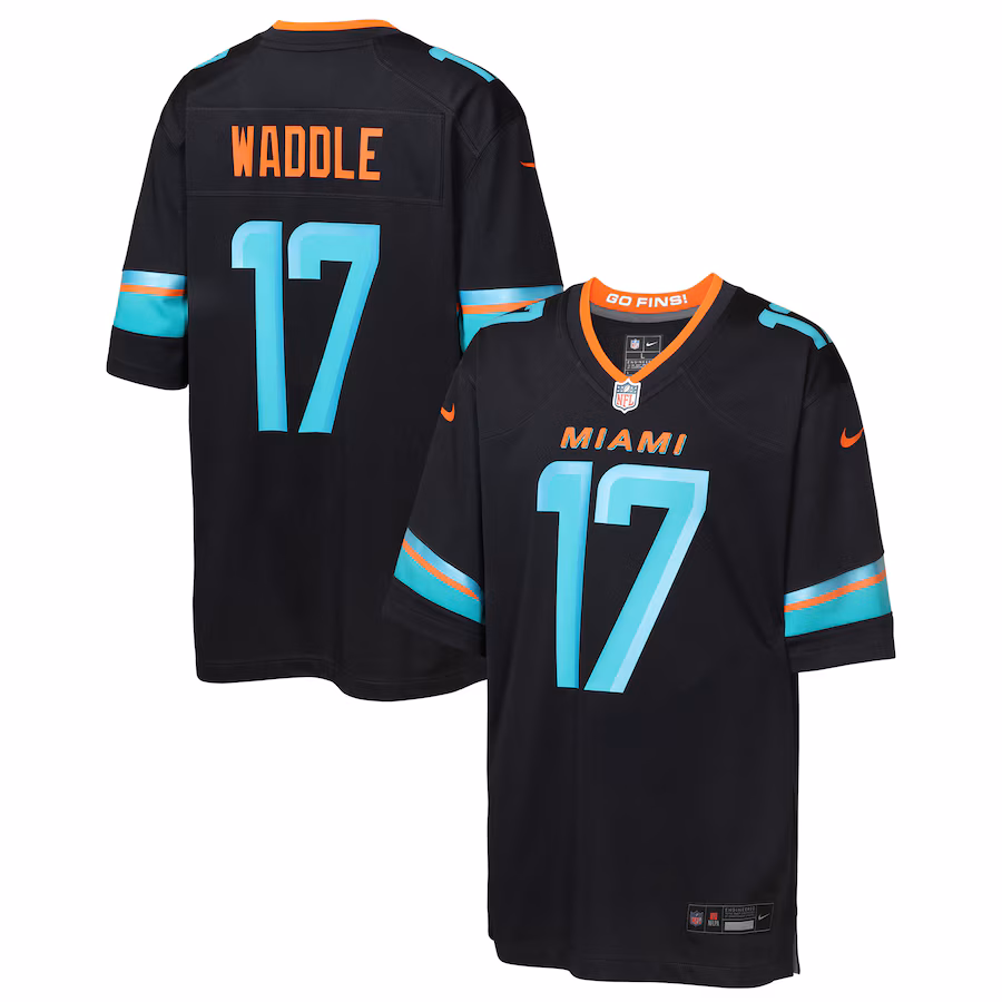 Youth Miami Dolphins Jaylen Waddle Nike Pitch Blue 2025 Rivalries Collection Game Jersey
