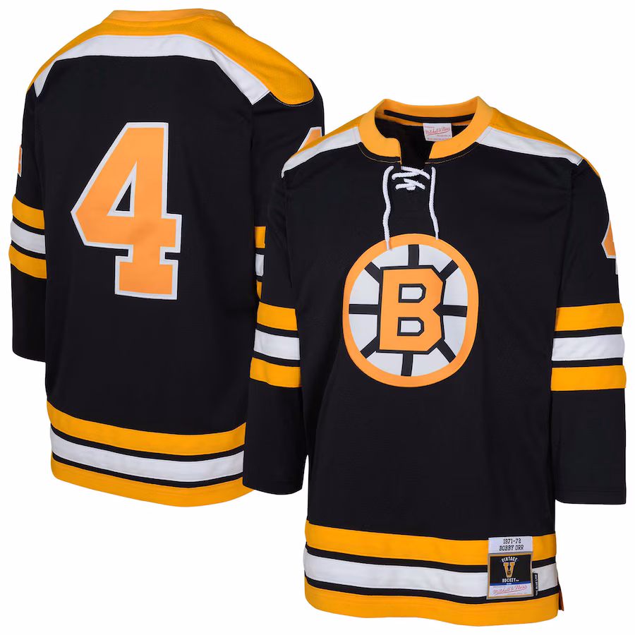 Youth Boston Bruins Bobby Orr Mitchell & Ness Black Blue Line Player Jersey
