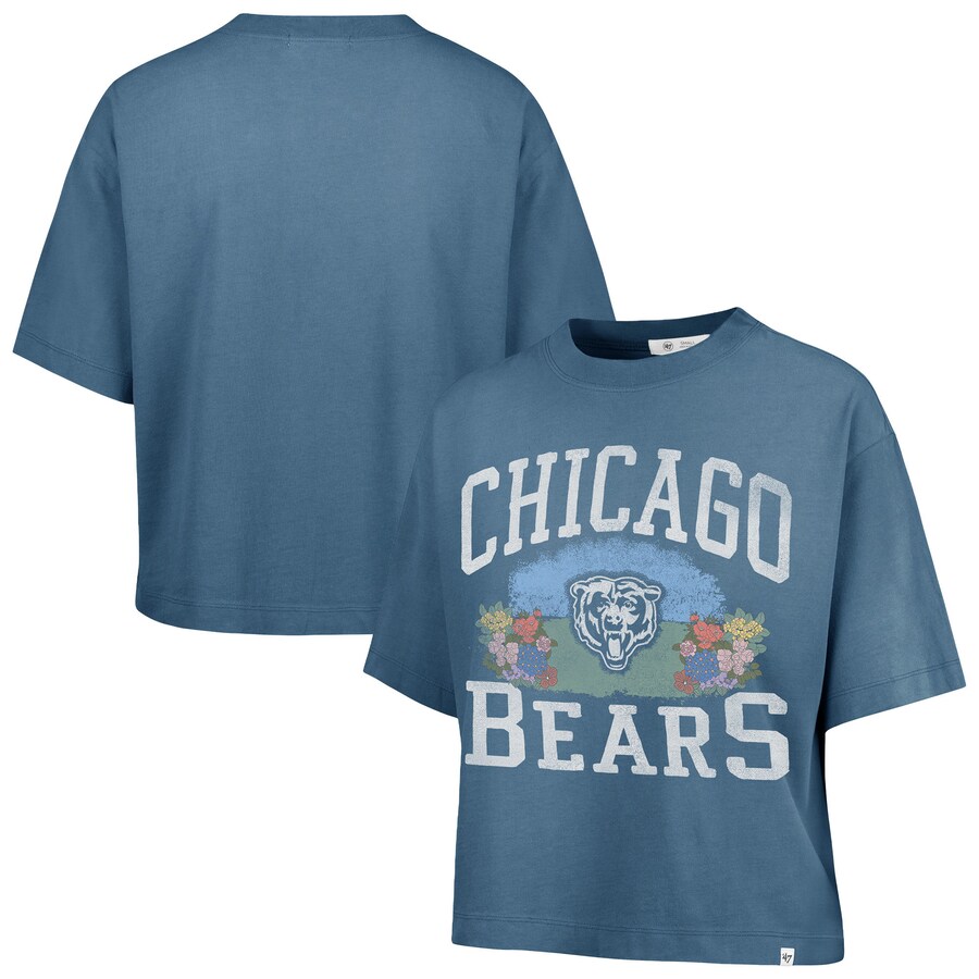 Women's Chicago Bears  '47 Mineral Blue Florentina Montauk Cropped T-Shirt