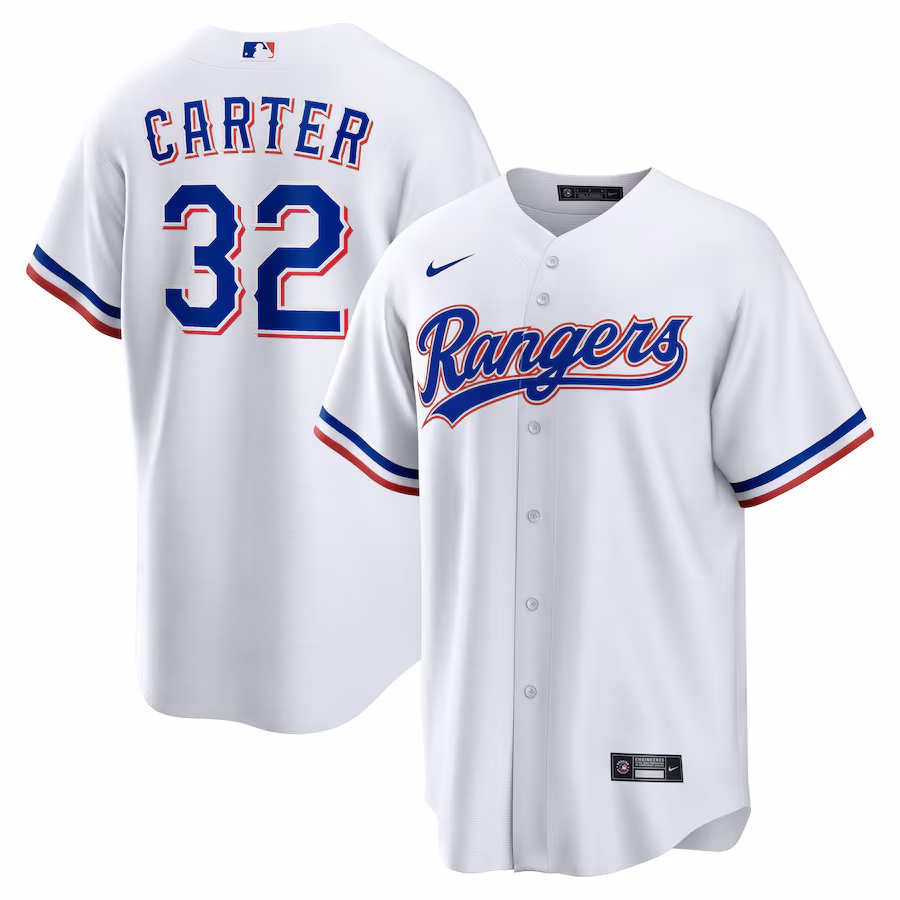 Men's Texas Rangers Evan Carter Nike White Home Replica Jersey