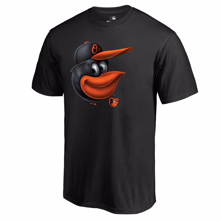 Men's Baltimore Orioles Black Midnight Mascot Logo T-Shirt
