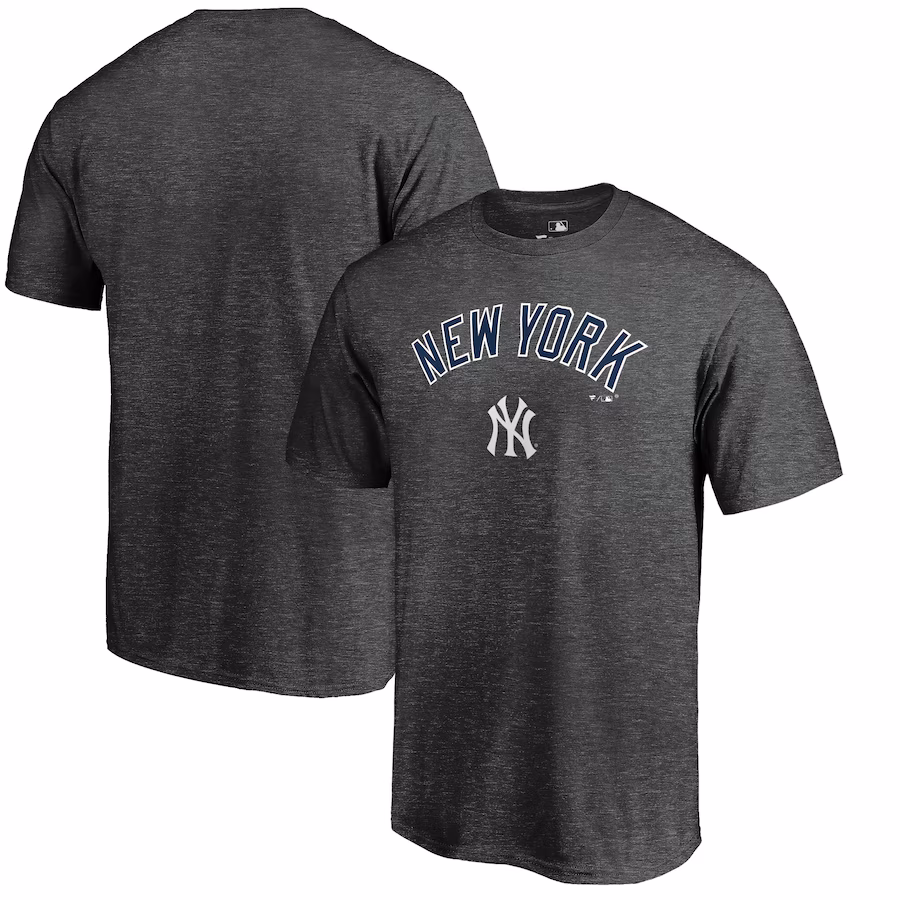 Men's New York Yankees Heathered Charcoal Team Lockup T-Shirt