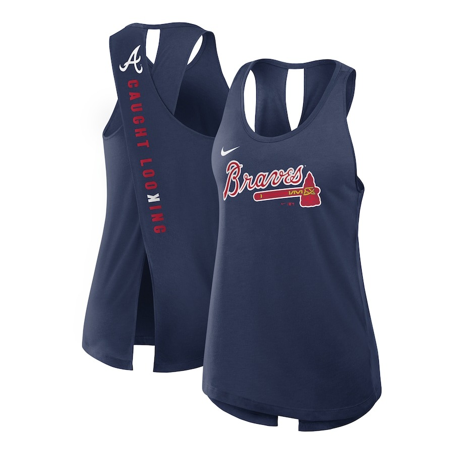 Women's Atlanta Braves Nike Navy Crisscross Performance Tank Top