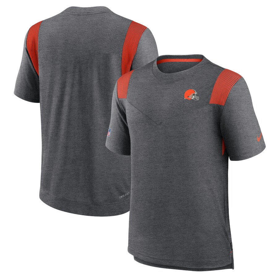 Men's Cleveland Browns Nike Heather Charcoal Sideline Tonal Logo Performance Player T-Shirt