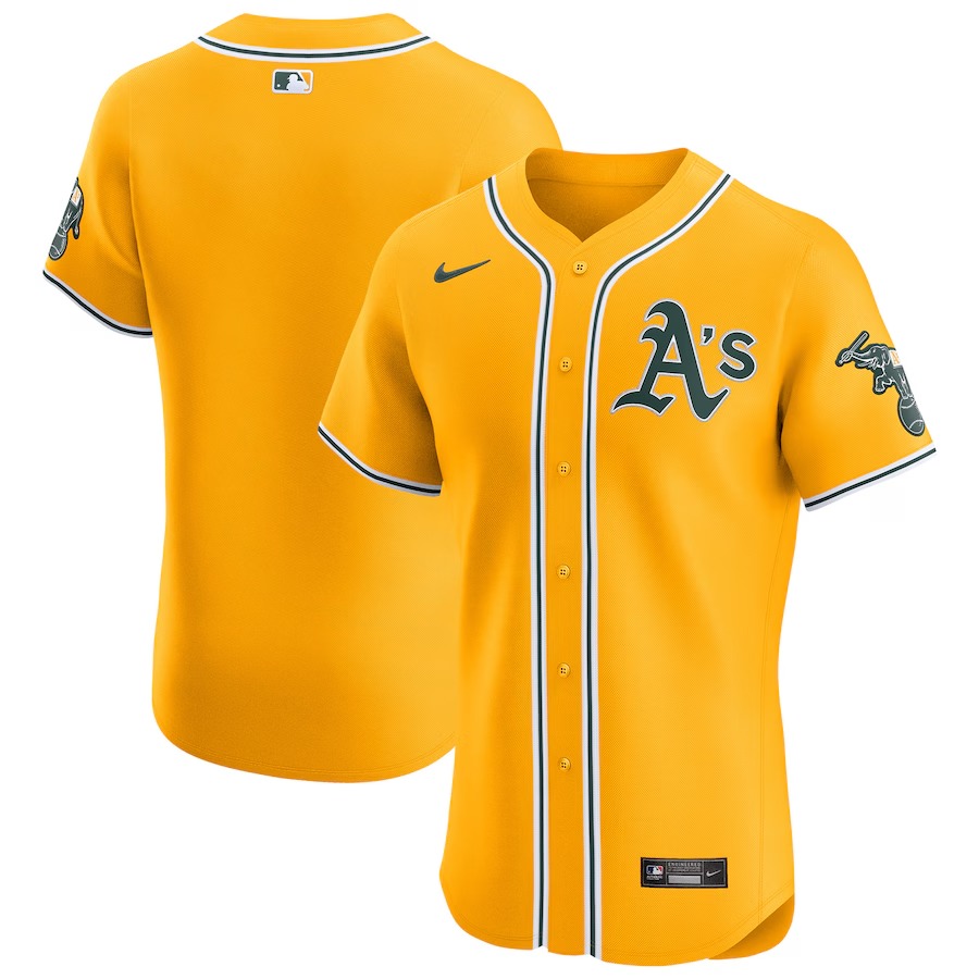 Men's Oakland Athletics Nike Gold Alternate Vapor Premier Elite Patch Jersey