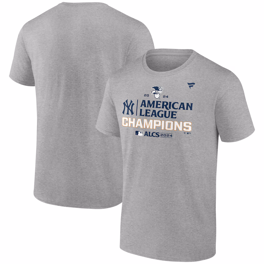 Men's New York Yankees Fanatics Heather Gray 2024 American League Champions Locker Room T-Shirt