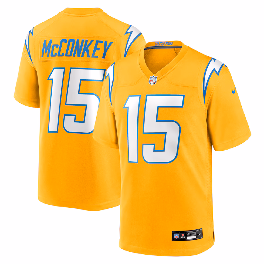Men's Los Angeles Chargers Ladd McConkey Nike Gold Alternate Charger Power Game Player Jersey