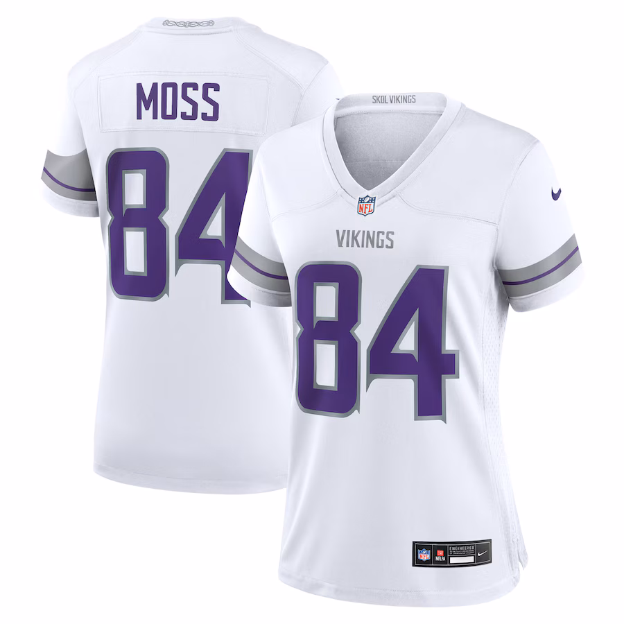 Women's Minnesota Vikings Randy Moss Nike White Alternate Retired Player Game Jersey