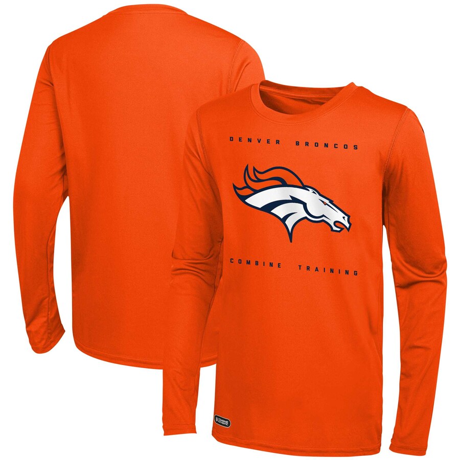 Men's Denver Broncos Orange Side Drill Long Sleeve T-Shirt
