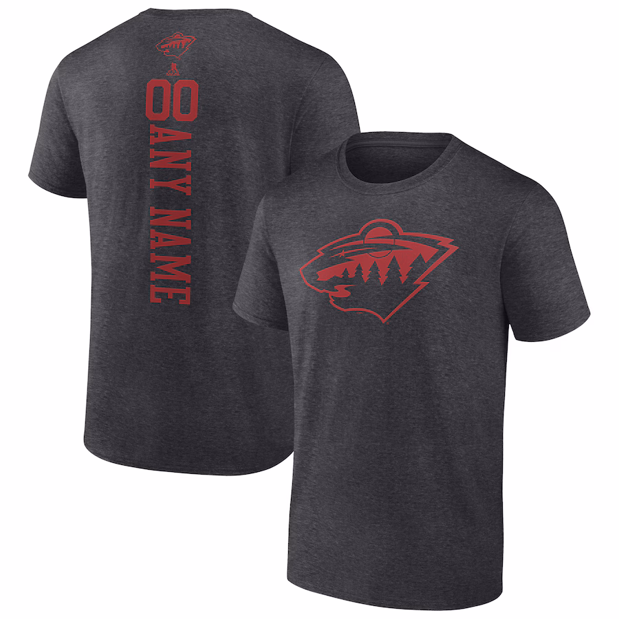 Men's Minnesota Wild Heathered Charcoal Personalized One Color T-Shirt