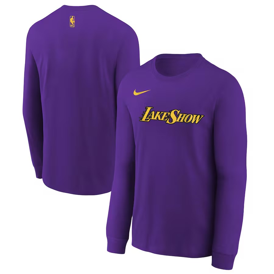 Youth Los Angeles Lakers  Nike Purple 2024/25 City Edition Wordmark Performance Long Sleeve T-Shirt