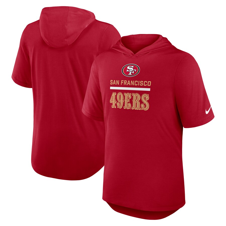 Men's San Francisco 49ers Nike Scarlet Lockup Tri-Blend Hoodie T-Shirt