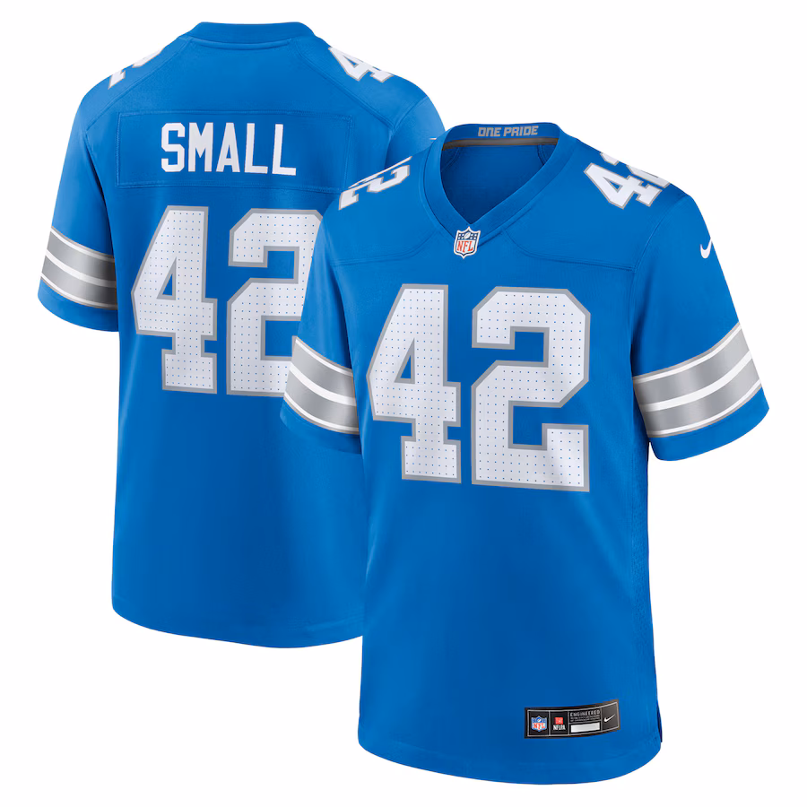 Men's Detroit Lions Jabari Small Nike Blue Team Game Jersey