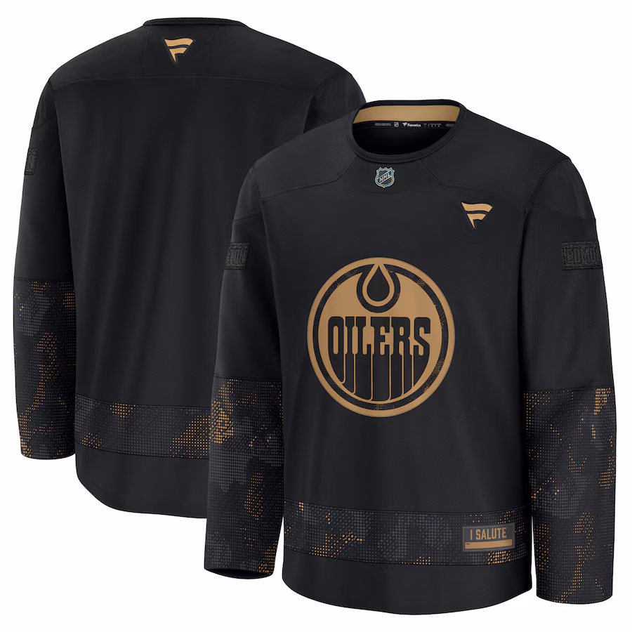 Men's Edmonton Oilers Fanatics Black 2024 Military Appreciation Practice Jersey
