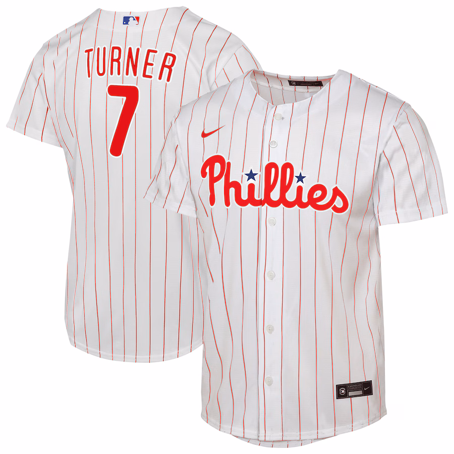 Youth Philadelphia Phillies Trea Turner Nike White Home Replica Player Jersey